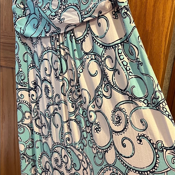 Lilly Pulitzer Turquoise and White Swirl Maxi Dress - Picture 4 of 4